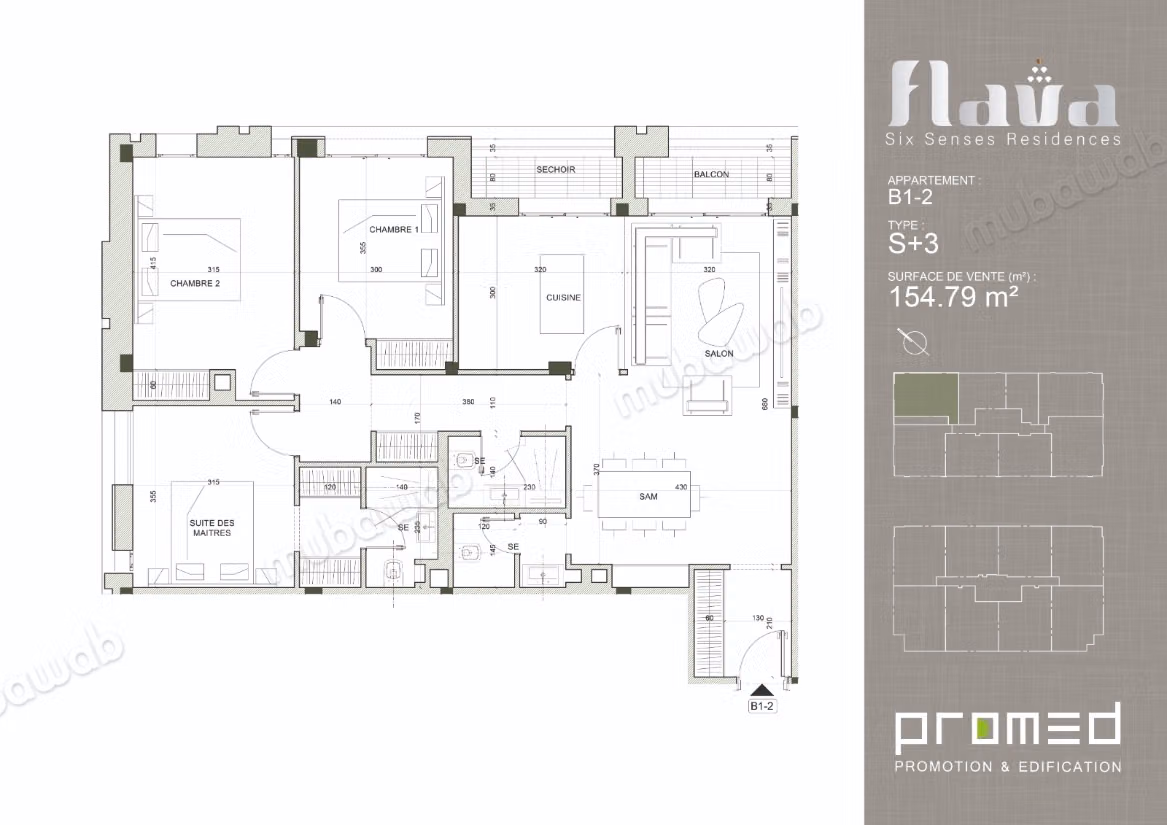 Appart s3 aux jardins de Carthage de 154 m² B1 2