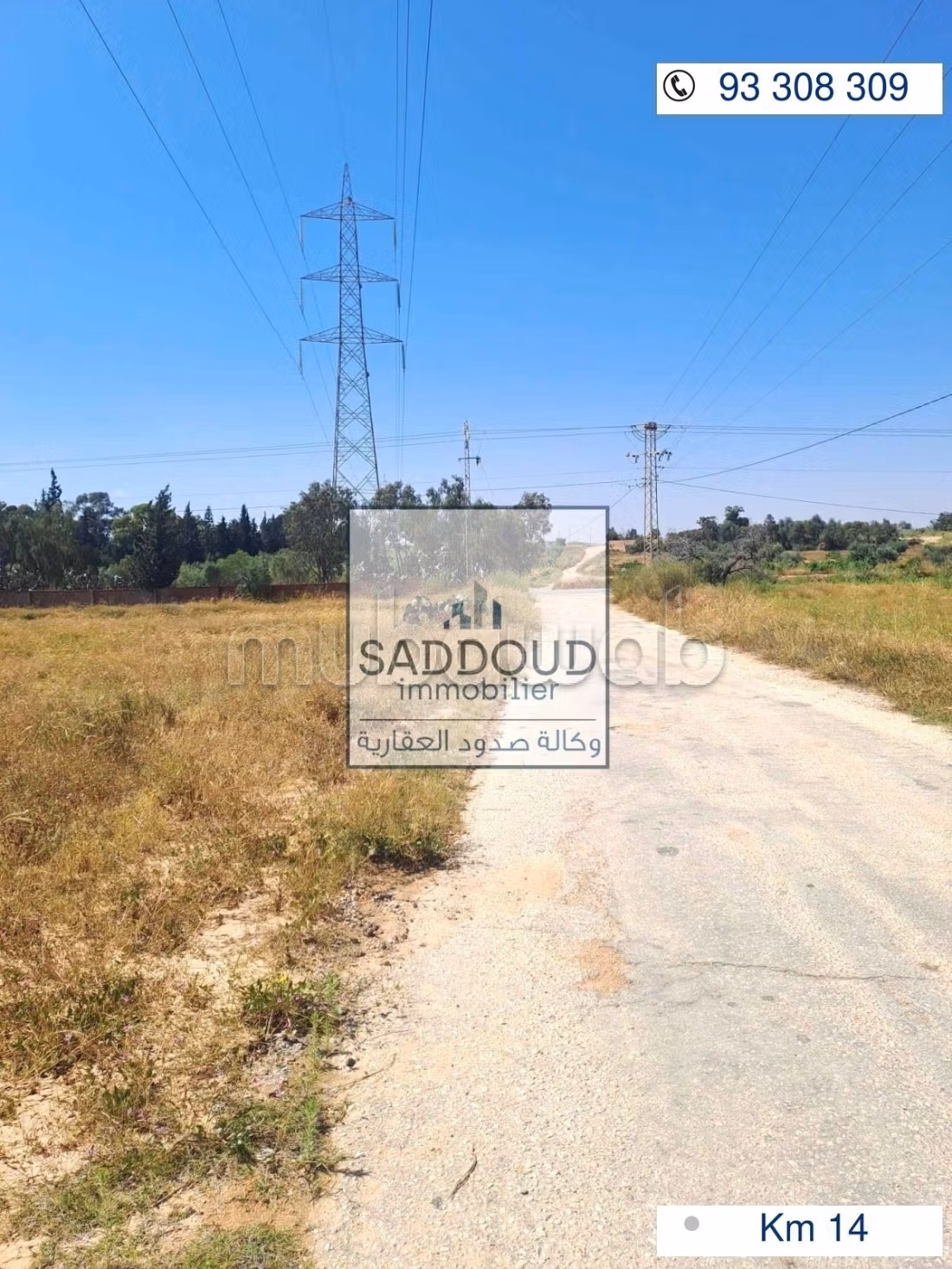Terrain à vendre 1800m² route menzel chaker km 14