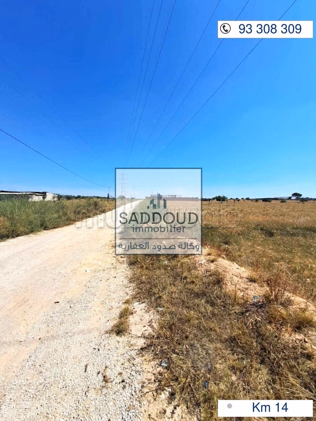 Terrain à vendre 1800m² route menzel chaker km 14