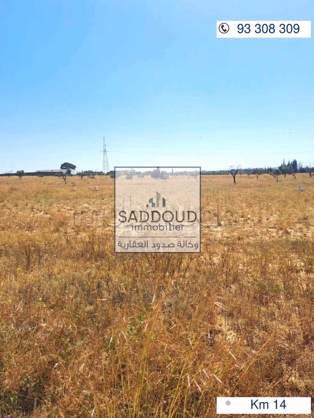 Terrain à vendre 1800m² route menzel chaker km 14