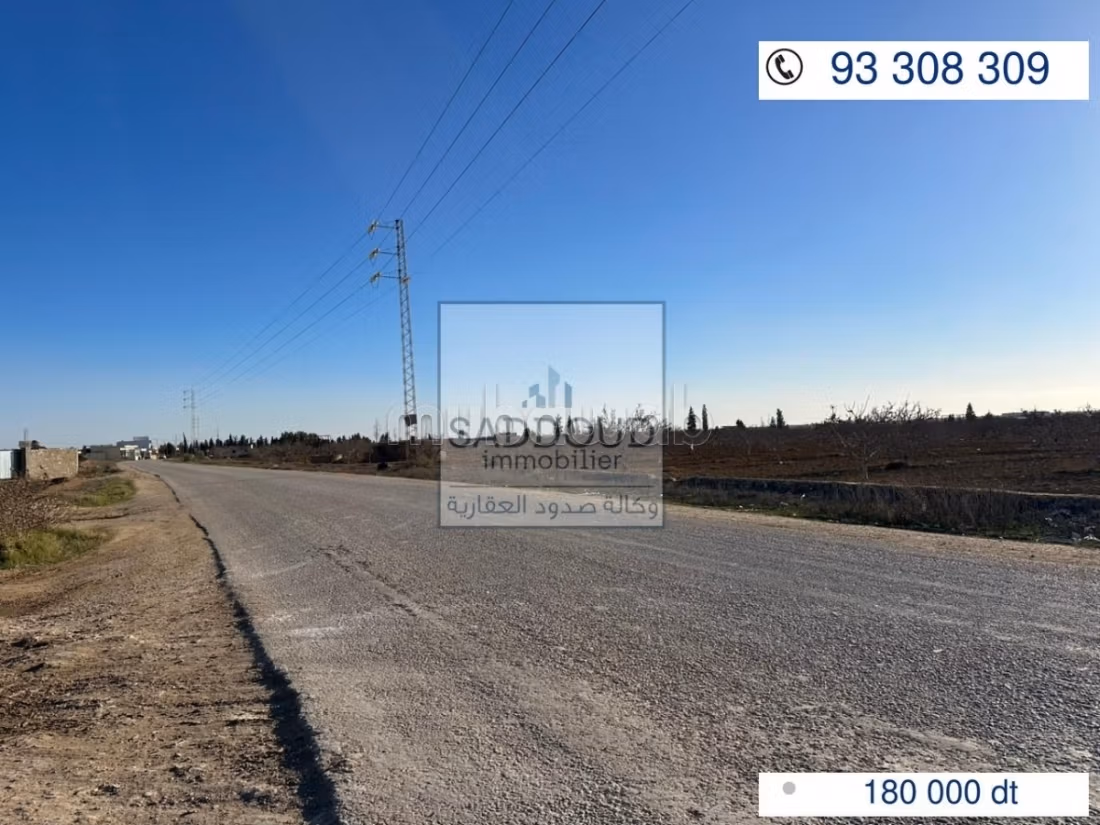 Terrain 1002m² à vendre – Route d'El Hajeb