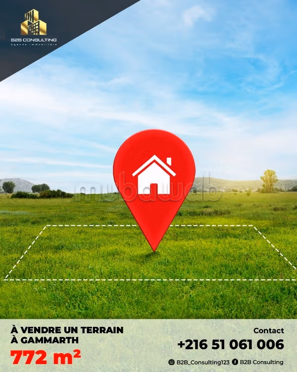 Acquista questo bel terreno a Gammarth. Superficie di 772 m². 