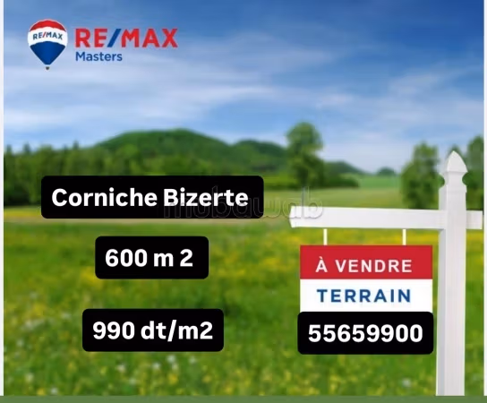 Vendita terreno a Bizerte Le Corniche. Superficie totale 600 m². 