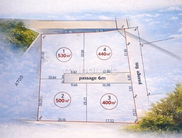 À vendre 4 lots de terrain à Hammamet Zone Craxi