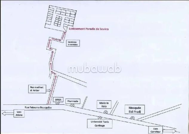 Vente terrain à Sidi Frej. Surface de 250 m²