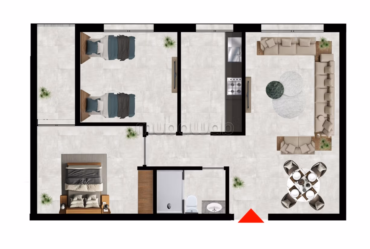 Appartement 2 chambres / 62 m²/ T3 RDC