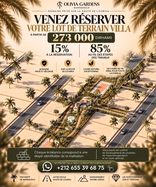 Lot terrain villa plain pied 520m2