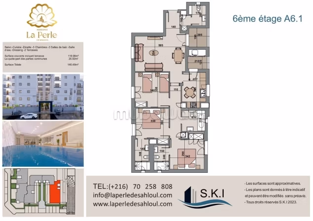 Superbe appartement à vendre. Surface de 146 m²