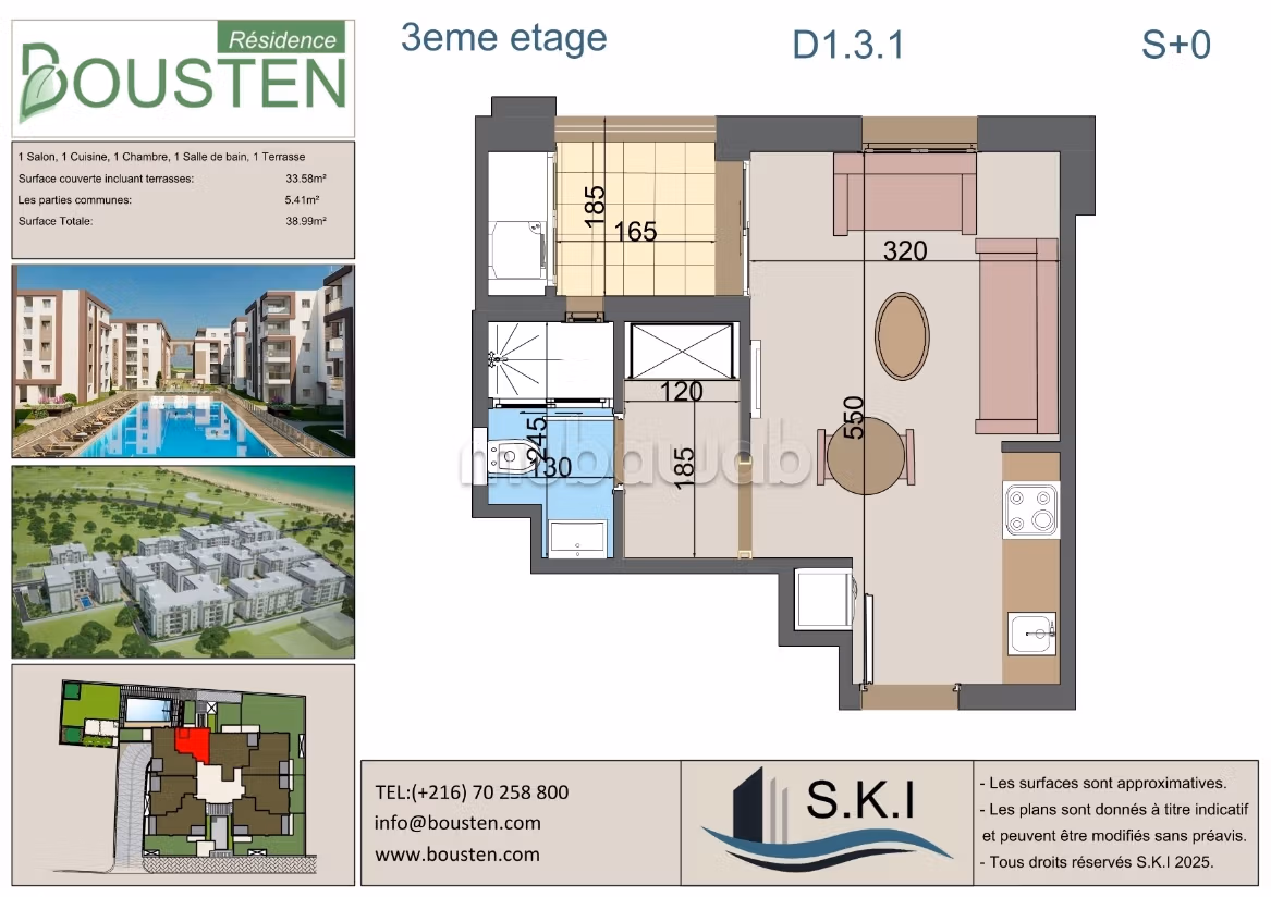 Superbe appartement à vendre à Hammamet. Surface de 39 m²