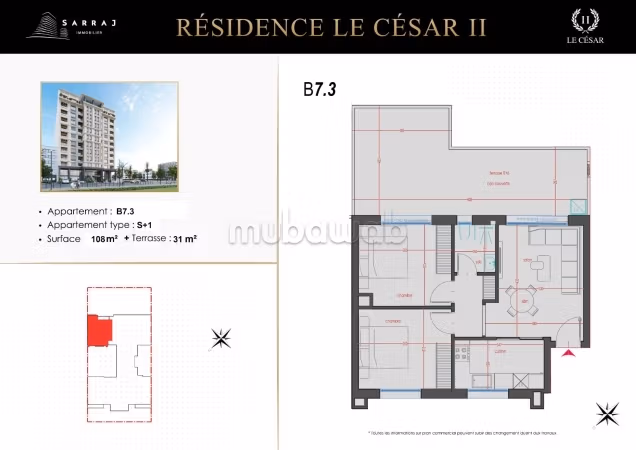 Appartamento S2 di alta qualità presso la Residenza le César2