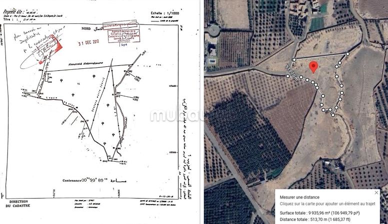 Titolo del terreno zona RA edificabile strada Ourika