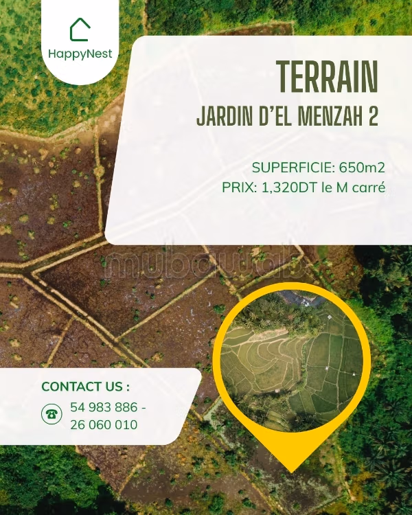 A Vendre Terrain au Coeur de Jardin d'El Menzah 2