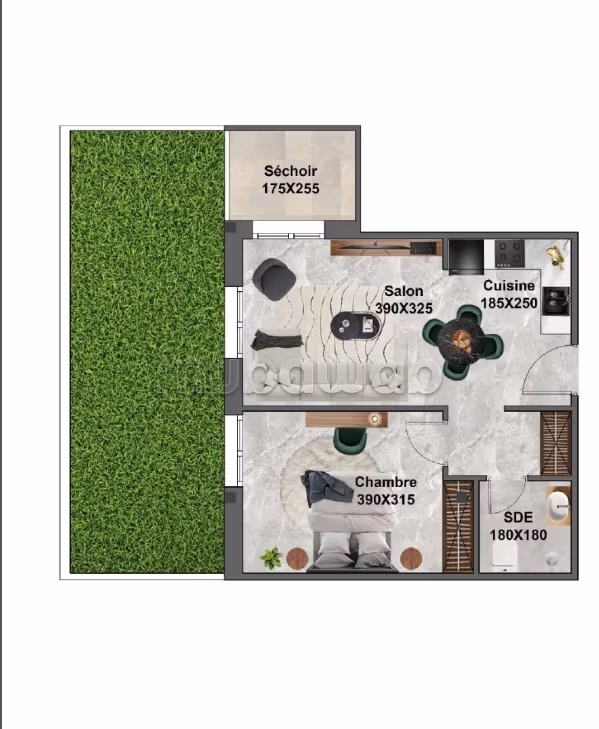 S1 avec jardin a vendre sur plan