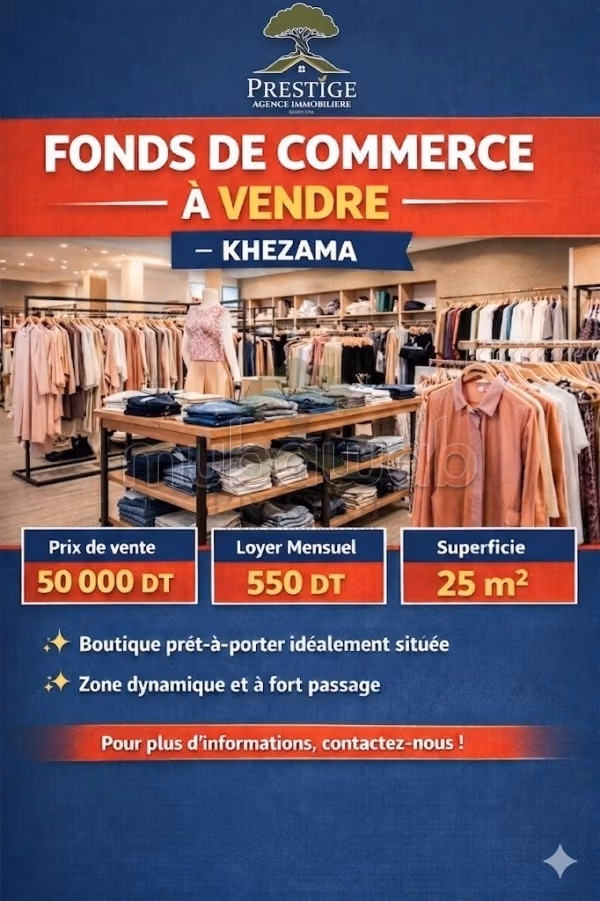 Fonds de commerce à vendre à khezama