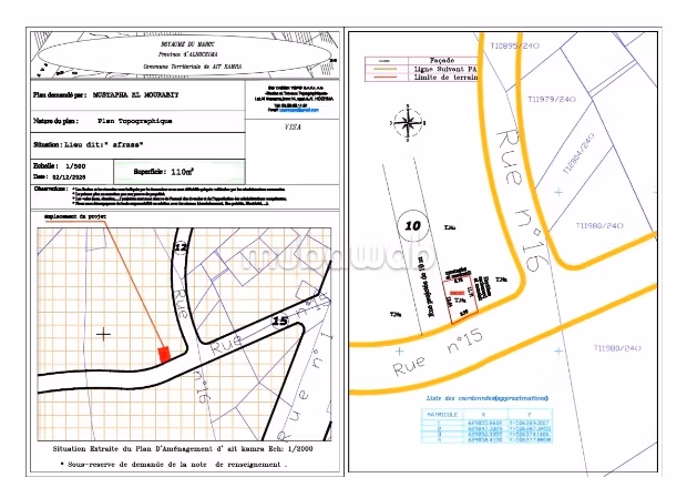 Bouwgrond geschikt 110 meter 2800 dirham per meter