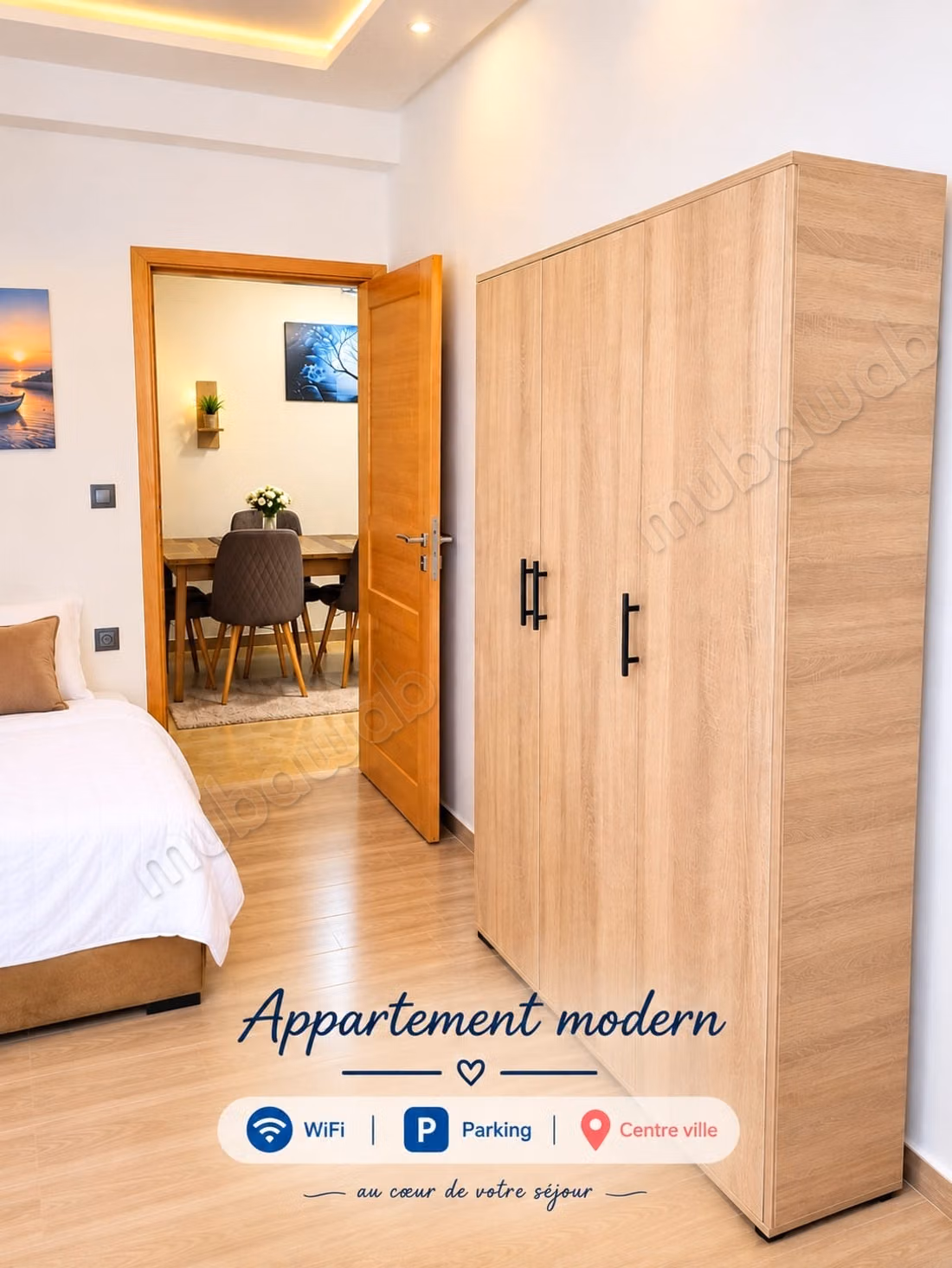 Appartement meublé à louer quotidiennement au centre de la ville d'El Jadida sans intermédiaire avec place de parking sous l'immeuble