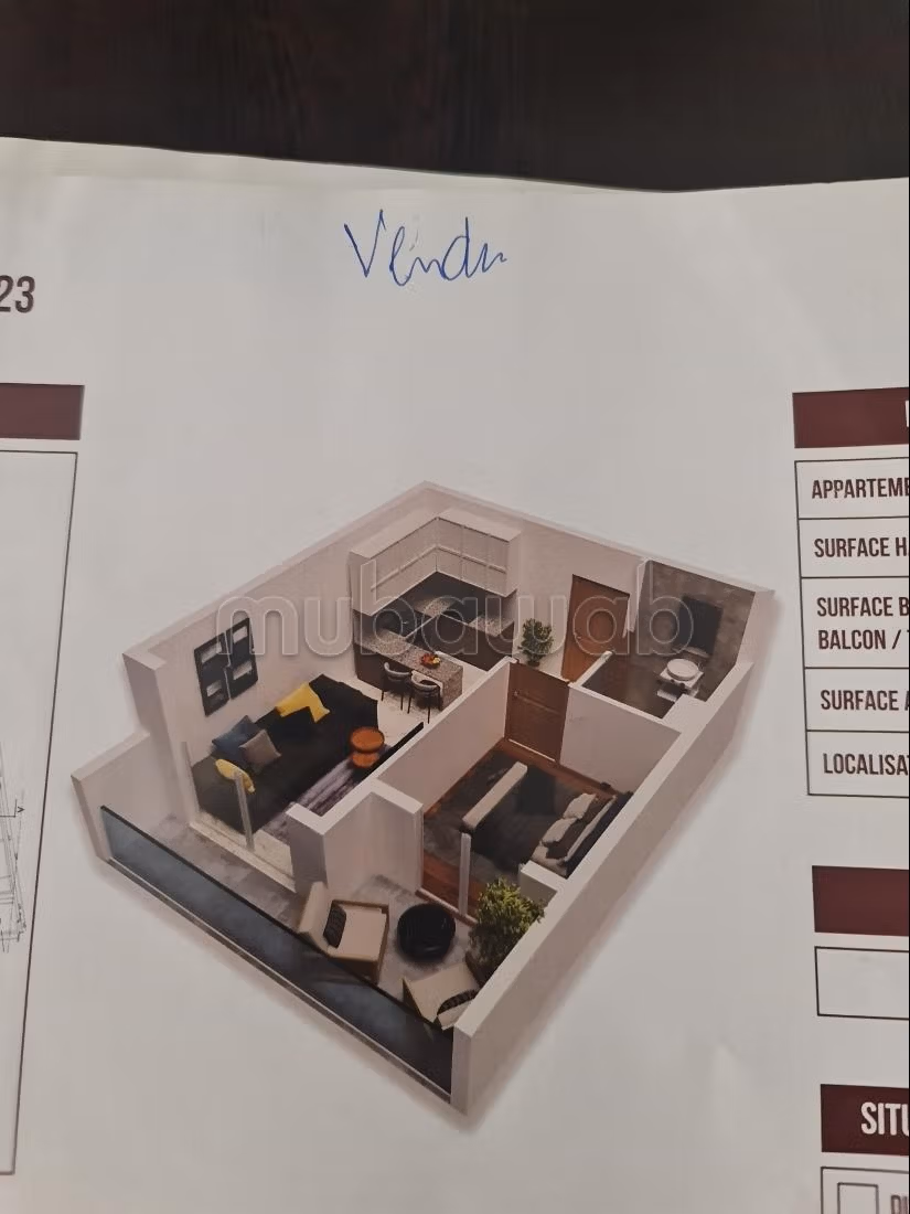 Superbe studio à vendre à Gauthier. Surface de 41 m². Parking et terrasse — 3