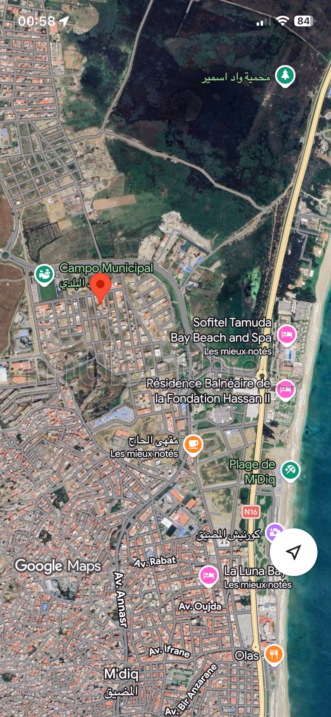 Terreno edificable de 105 m² Cerca de la playa de El Mdiq