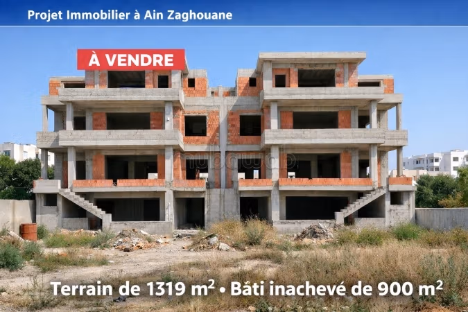 Terrain avec construction inachevée, Ain Zaghouan