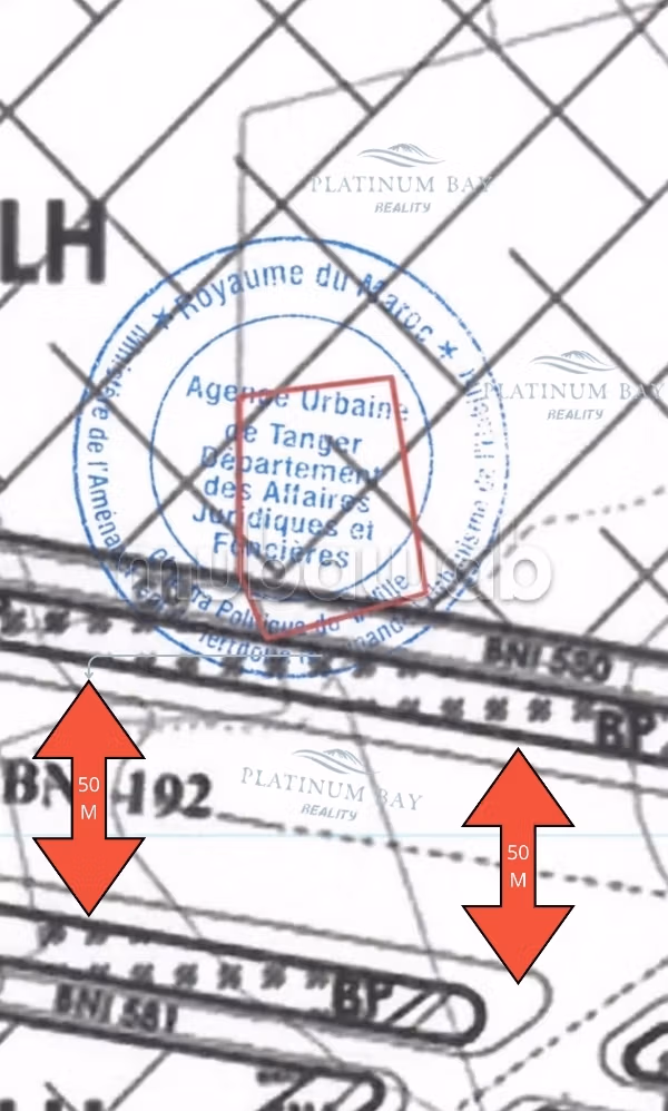 بقعة أرضية استثمارية R7 بمساحة 1432م² على طريق 50 متر Zone C1 طنجة