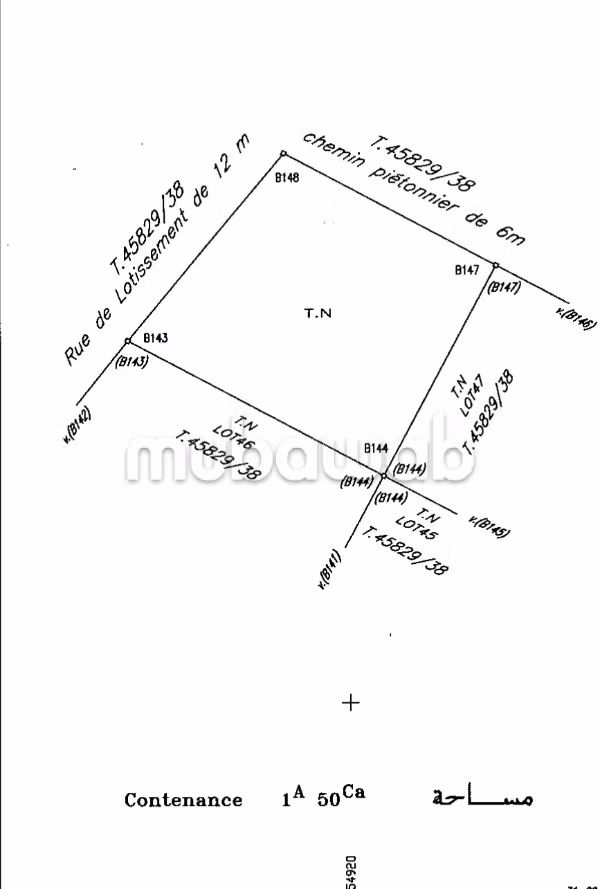 Beau terrain à la vente à Ain Attig.
Superficie 150 m²