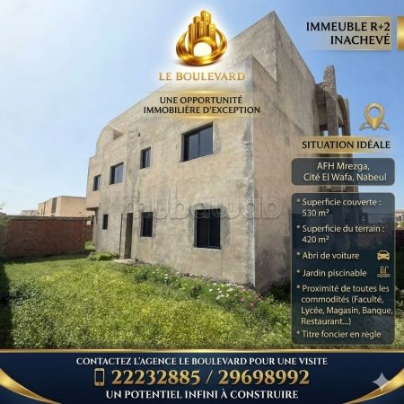 A Vendre Immeuble Inachevé R2 à AFH Mrezga