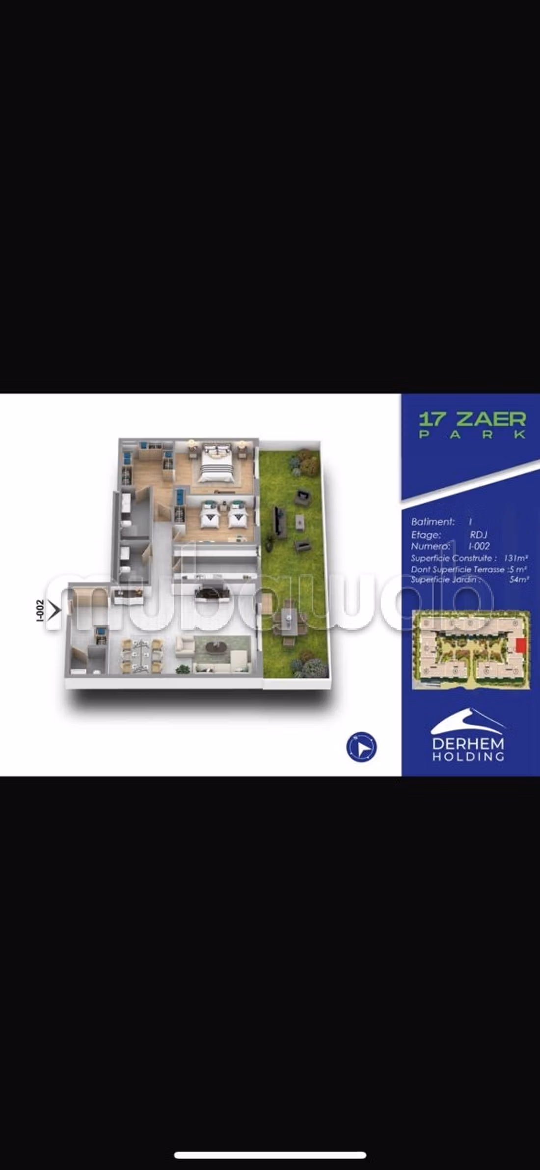 Superb apartment 190 m² GROUND FLOOR – Residence 17 ZAER PARK El Menzeh