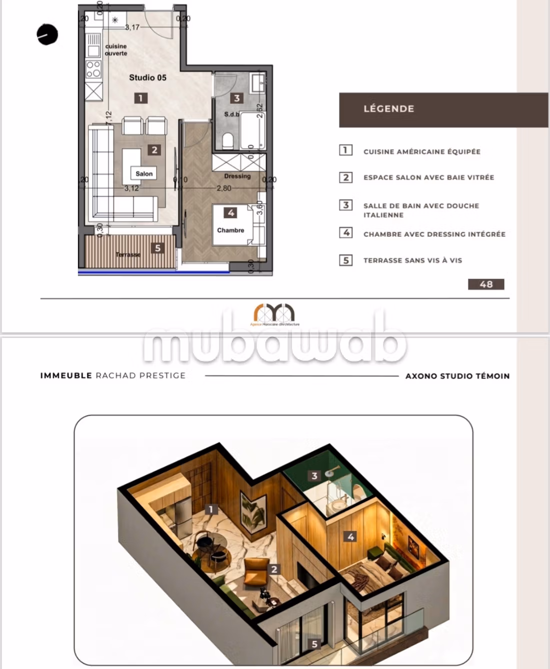 Superbe appartement à vendre à Guéliz. 1 belle chambre. Piscine et air conditionné — 3