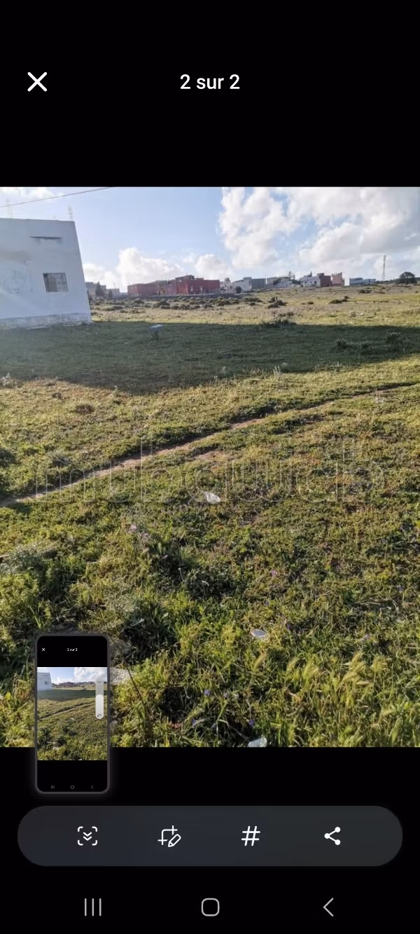 Vente de terrain à dideat tanger.
Superficie 105 m²