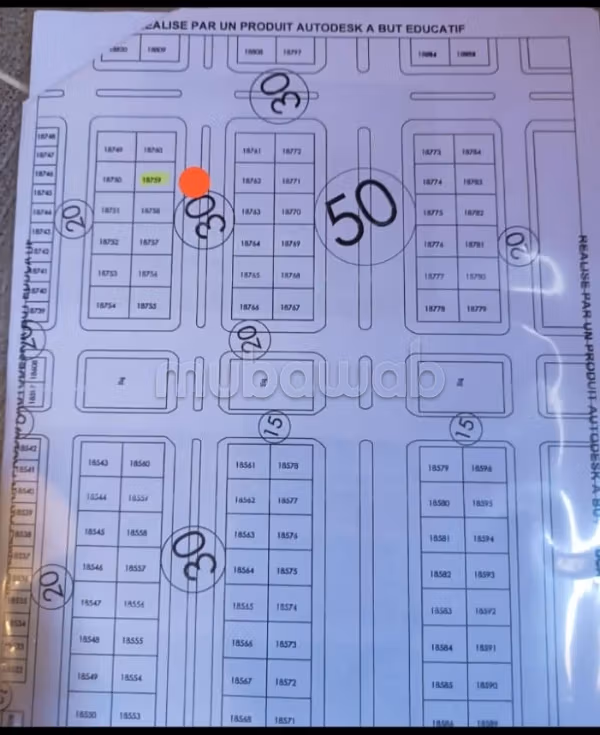Achat de terrain à Ryad Dakhla.
Superficie 310 m²
