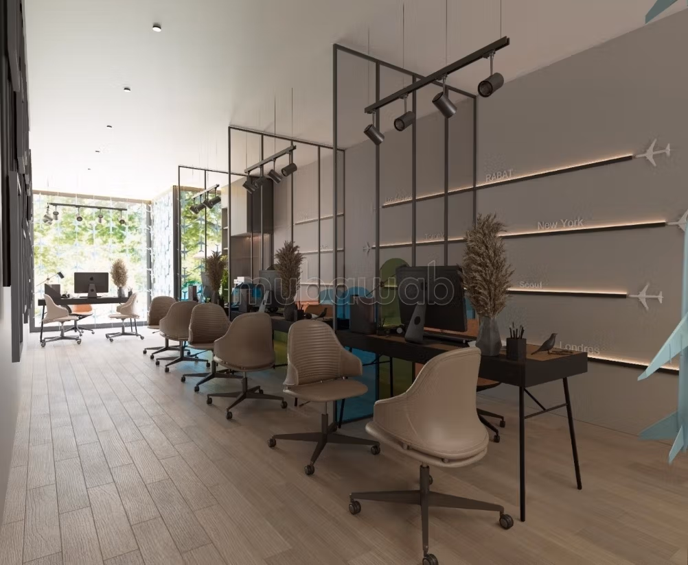 Bureaux à louer à Oasis 
équipe Superficie 80 m².
Concierge et climatisation