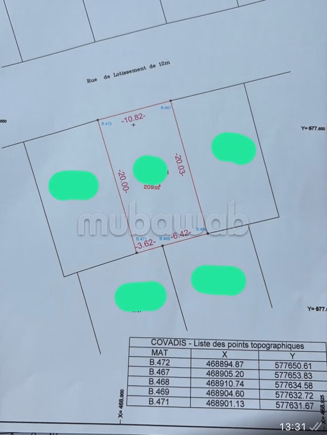 Terrain villa 209 m² avec titre foncier 
Tanger M’nar