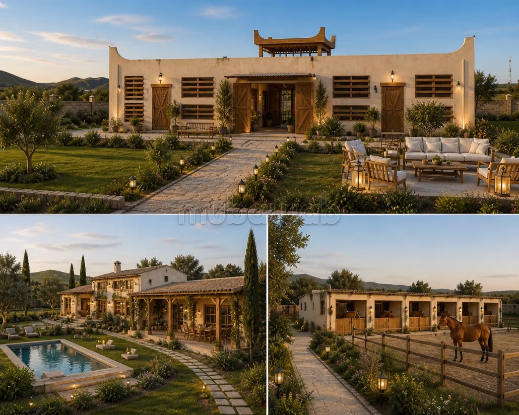 1-hectare land equipped with a well and a stable