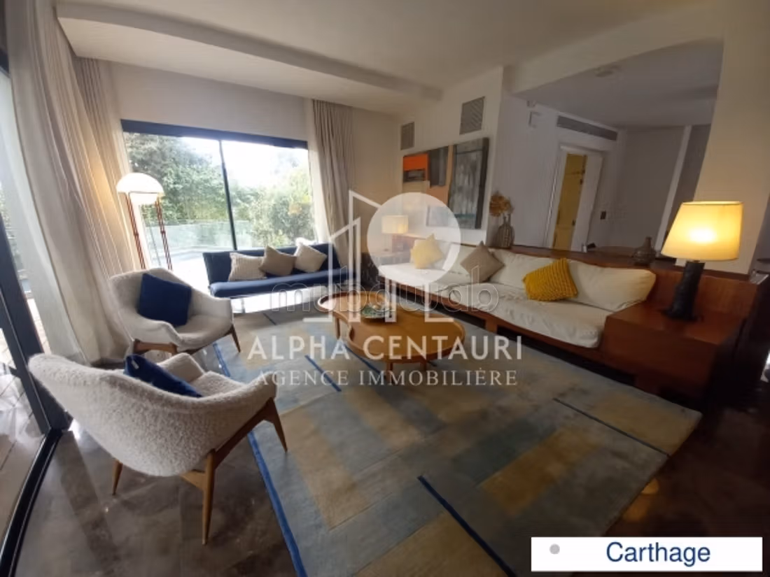 A louer une villa meublée en S3 avec piscine à Carthage
