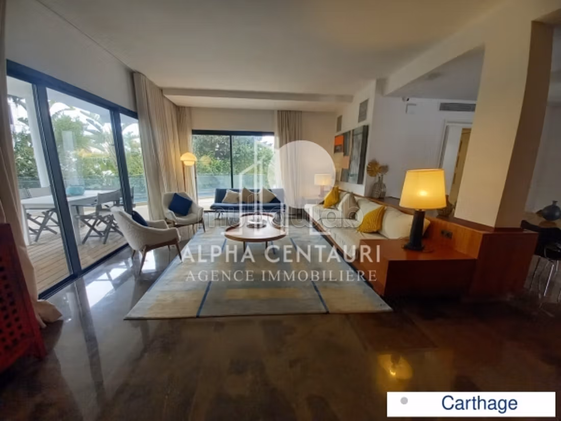 A louer une villa meublée en S3 avec piscine à Carthage