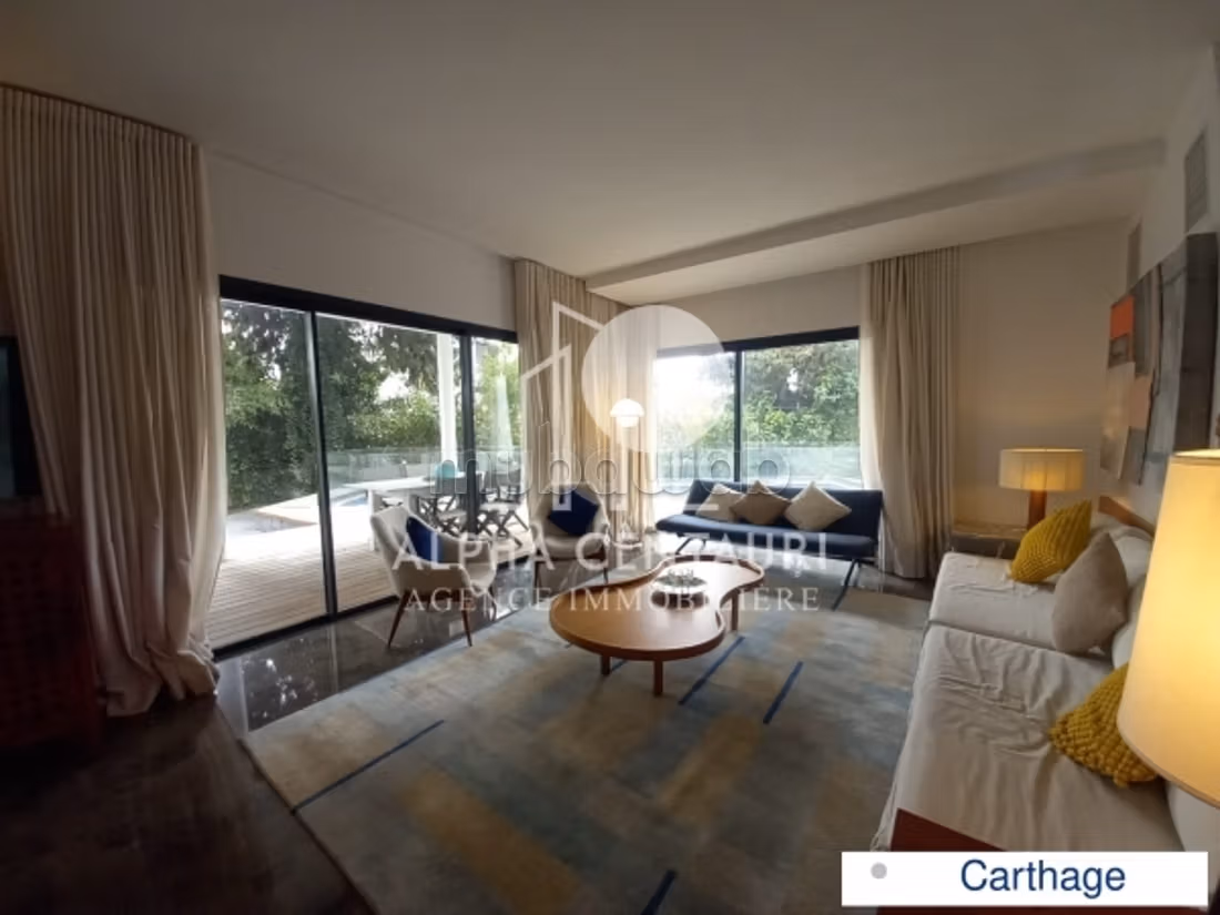 A louer une villa meublée en S3 avec piscine à Carthage