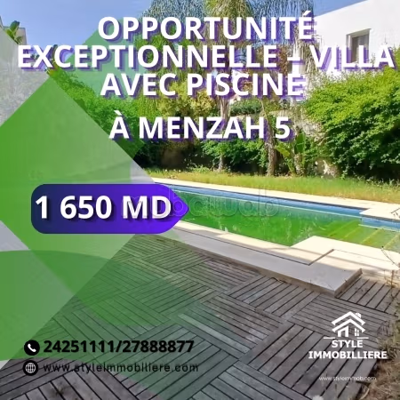 OPPORTUNITY – Villa with pool in Menzah 5