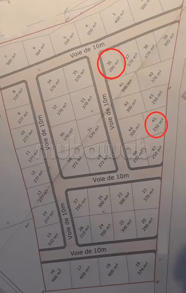 Lot de terrain pour villa à Manouba vocation R2