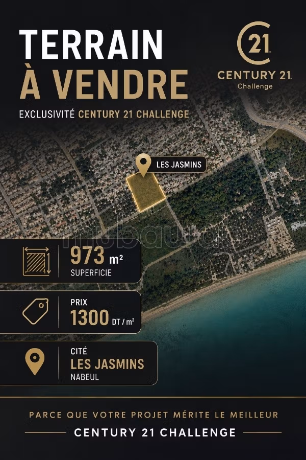 À vendre terrain à bâtir à cité les jasmins Nabeul