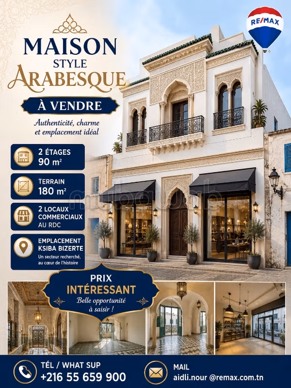 A Vendre maison style arabesque à Bizerte