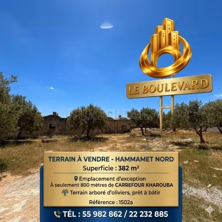 A vendre un terrain à kharrouba hammamet nord