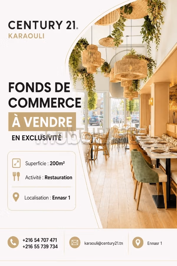 A vendre un fond de commerce à ennasr 1