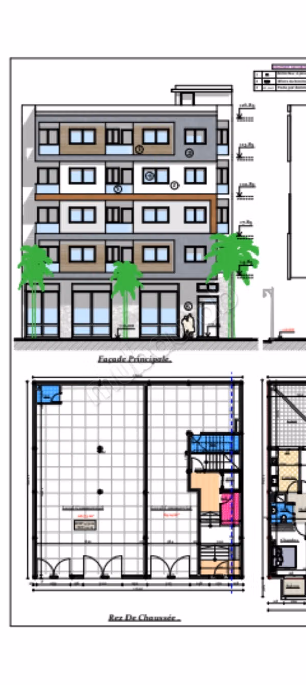 Terrain enregistré à vendre avec un permis de construire et un plan pour un bâtiment de 4 étages