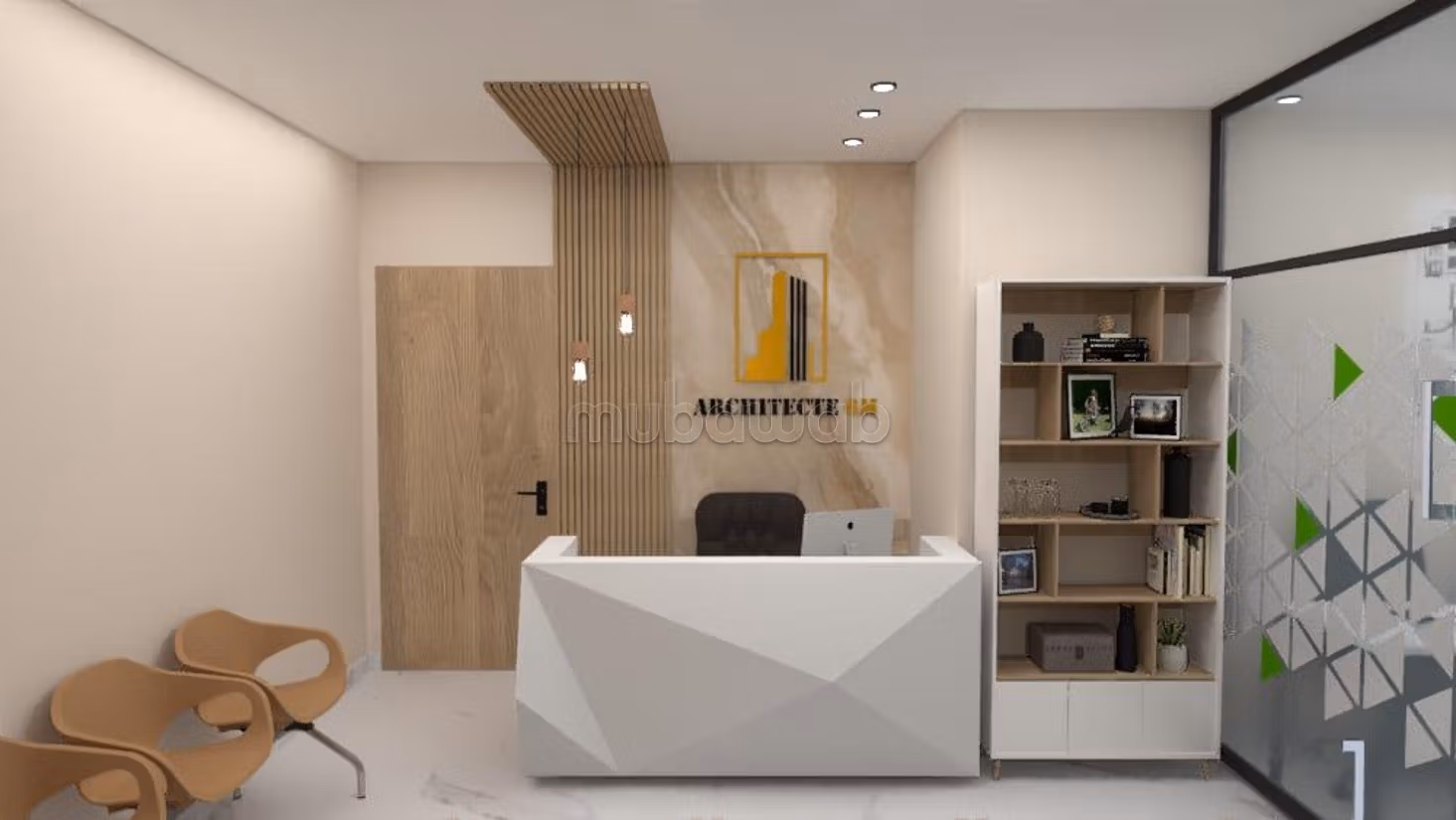 Bureaux en location à Dar Bouazza. Superficie 40 m². Service de concierge et climatisation