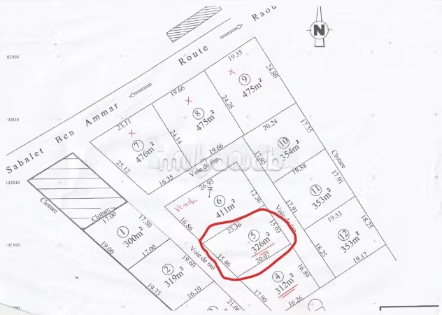 A vendre Terrain 326 m² à Raoued Borj Touil