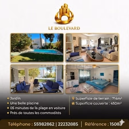 A vendre Villa S6 avec piscine à Manaret Hammamet