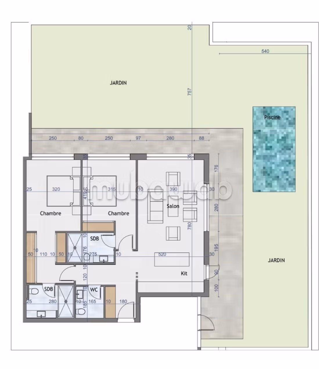 Appartement de luxe avec piscine privée en vente de 2 chambres 2 salles de bains dans un domaine résidentiel à Agdal Marrakech 5 minutes du centre ville — 2