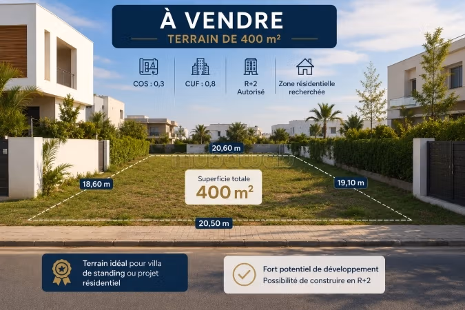 Terrain de 400 m², La Marsa