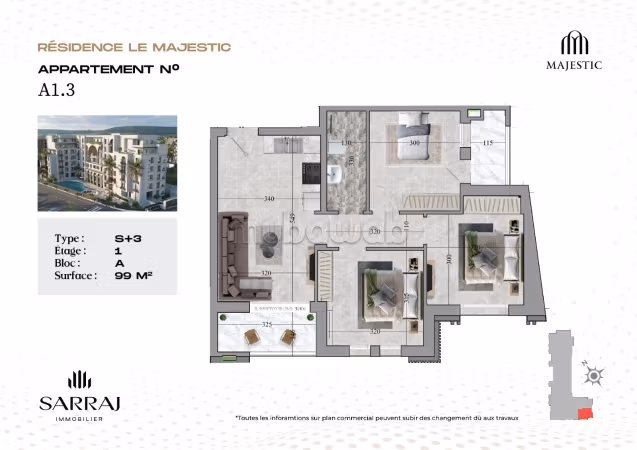 Appartement S3 à vendre Hammamet Mrezga