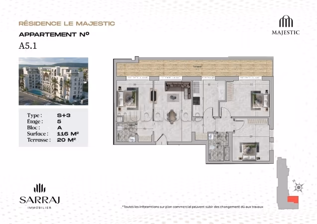 Apartment S3 116m² for sale – Hammamet Mrezga